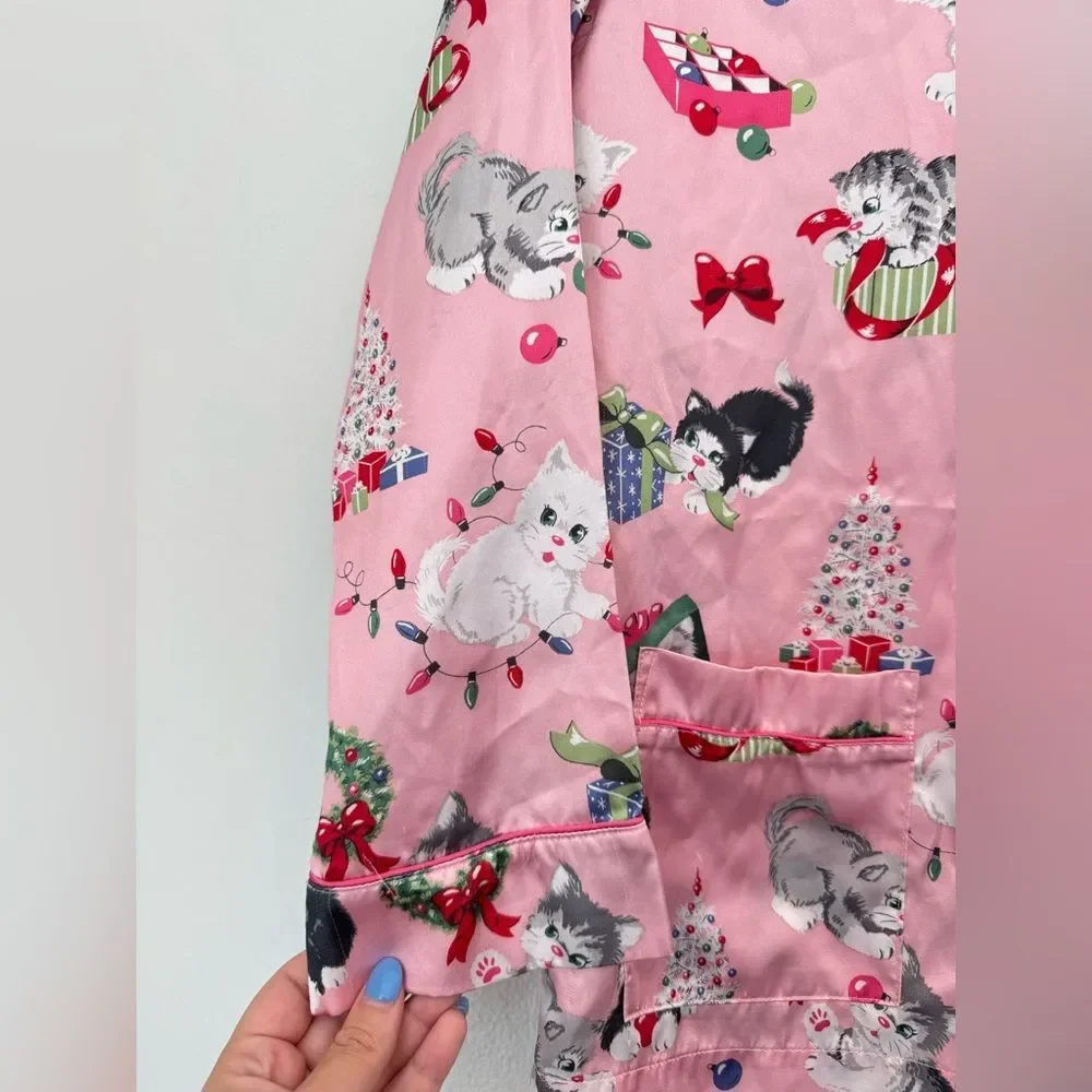 Nick and Nora Christmas Cats Pajama Top - Girls Large